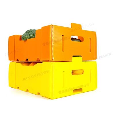 Yellow Plastic Reusable Boxes Heavy Duty Foldable Corrugated Plastic Box Rectangular