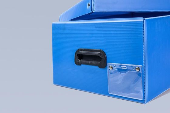 Rectangular Plastic Corrugated Containers Stackable Corrugated Board Boxes Blue
