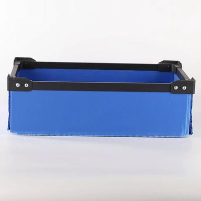 Stackable Plastic Shipping Box Impact Resistant Corrugated Plastic Tote Trays Blue