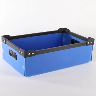 Stackable Plastic Shipping Box Impact Resistant Corrugated Plastic Tote Trays Blue