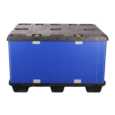 10L Capacity Collapsible Plastic Crate Customized Pallet Plastic Box Blue