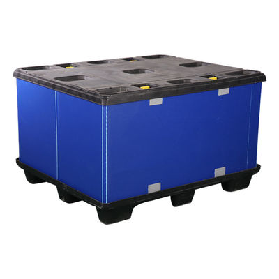 10L Capacity Collapsible Plastic Crate Customized Pallet Plastic Box Blue