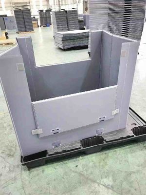 Reusable Plastic Foldable Boxes Gray Collapsible Plastic Crates Rectangular