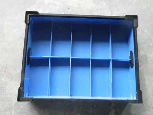 Lightweight PP Corrugated Sheet Box Rectangular Plastic Divider Containers Blue