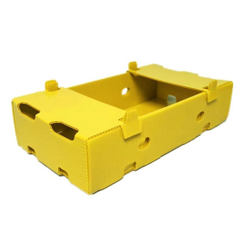 Yellow Plastic Reusable Boxes Heavy Duty Foldable Corrugated Plastic Box Rectangular