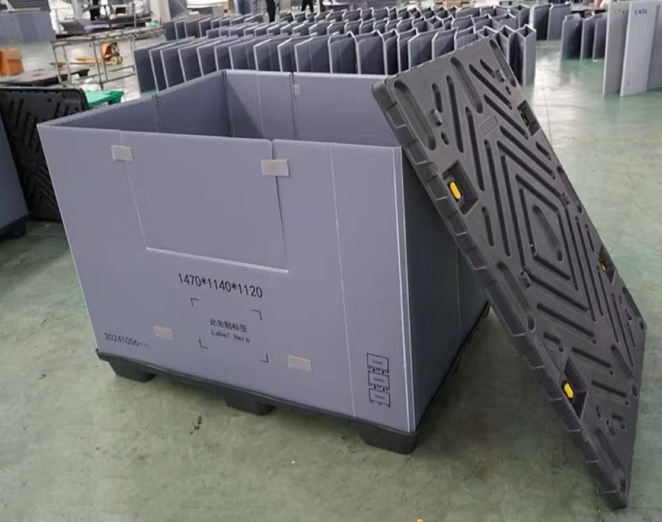Waterproof Plastic Pallet Box Customized Collapsible Pallet Box 1200*1000*1000mm With Lid And Base
