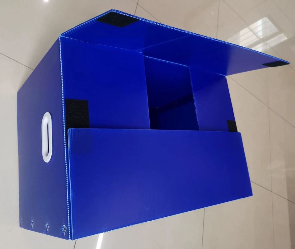Customized Corrugated Plastic Boxes Blue Corrugated Sheet Box Reusable For Businesses